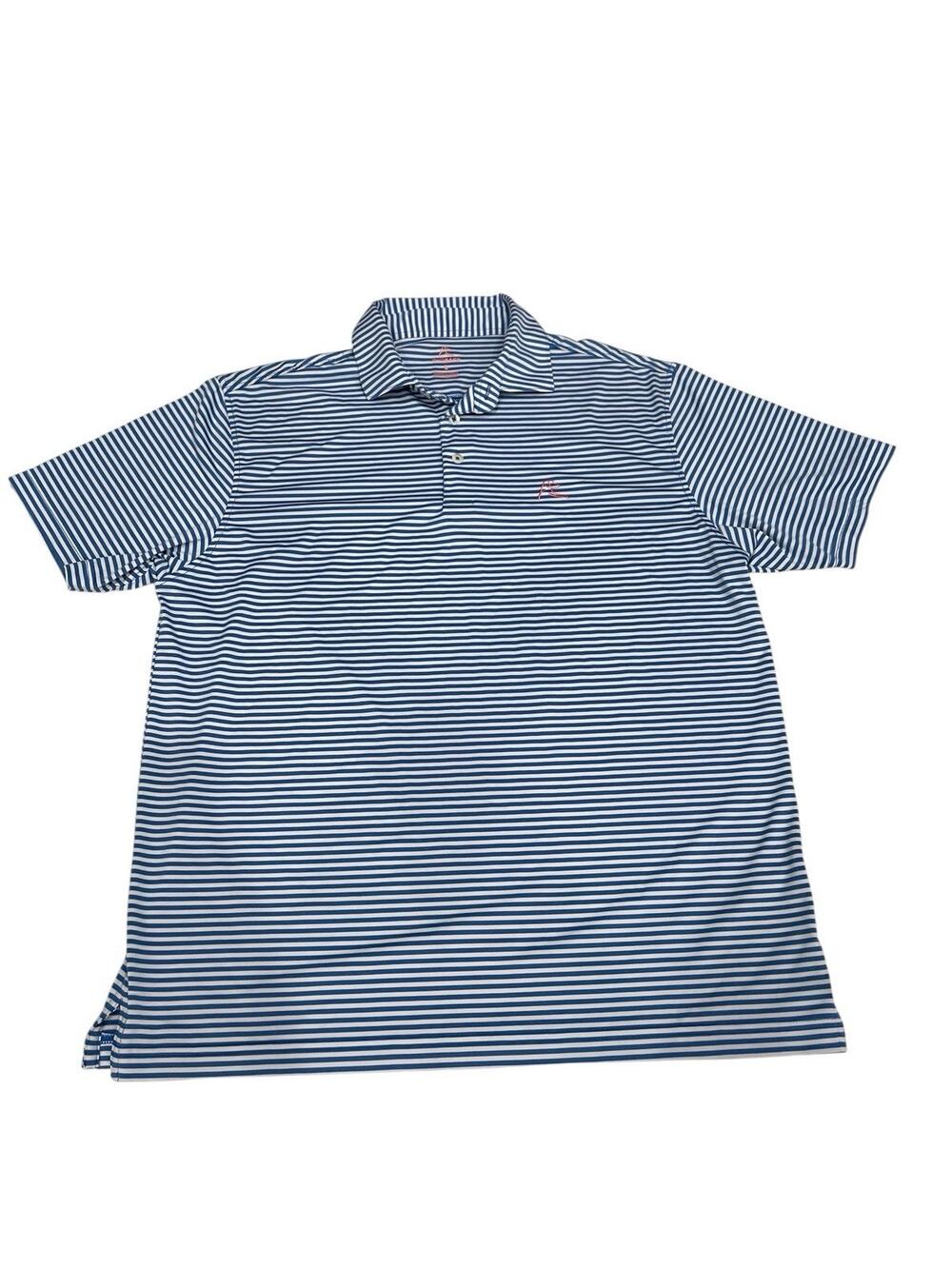 Rhoback Men’s Striped Performance Golf Polo Shirt Navy Blue Size L